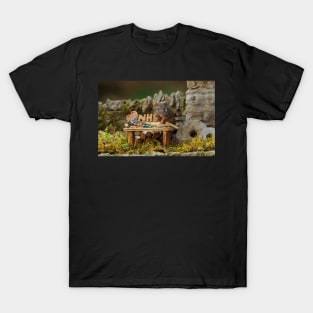 George the mouse in a log pile House color NHS heart T-Shirt